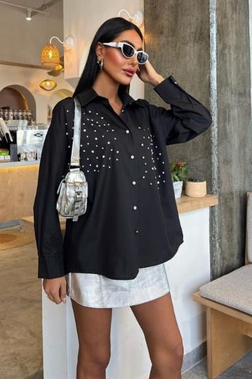 Kristal Taş Çakımlı Poplin Gömlek 3413 resmi